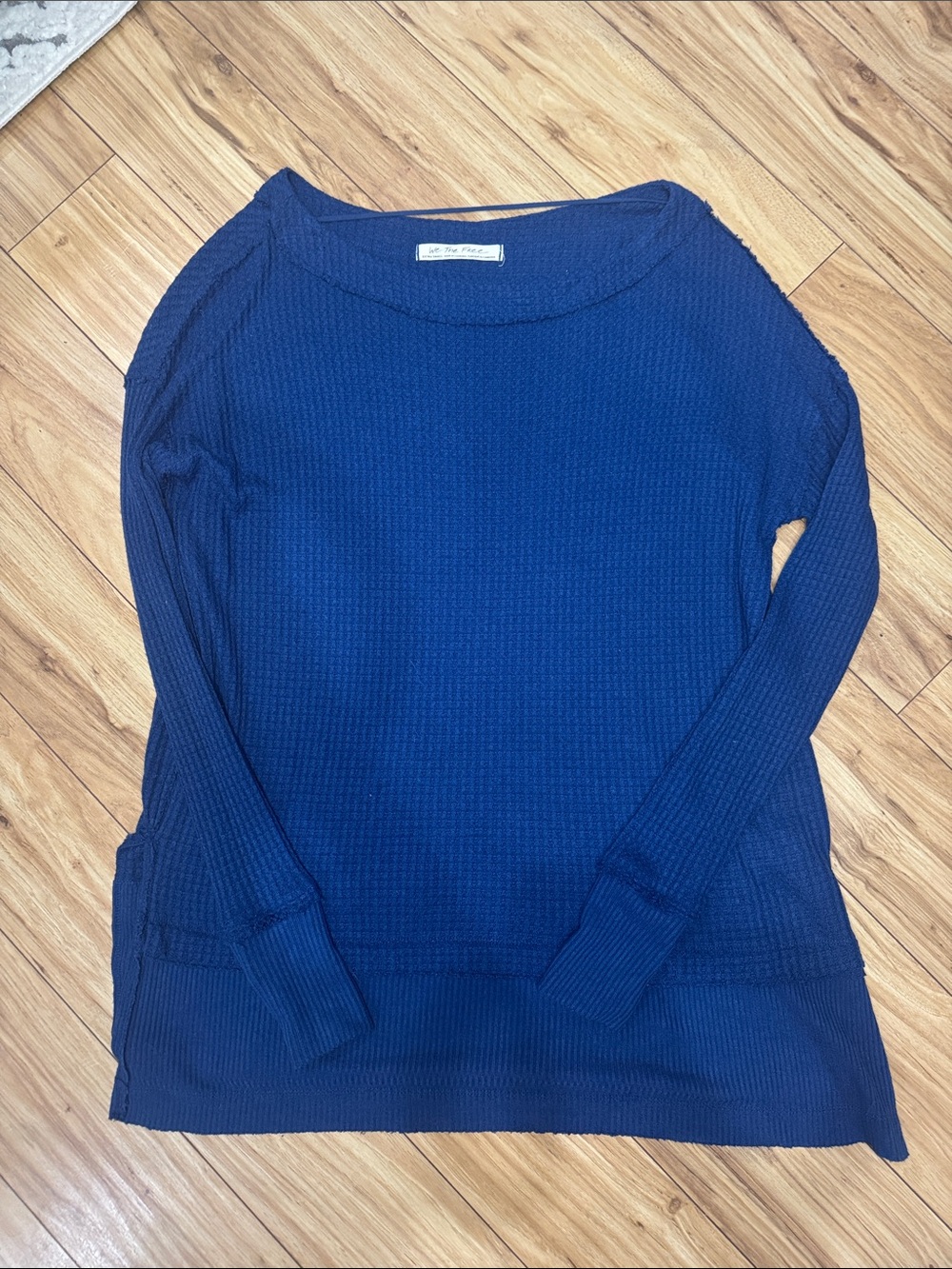 We The Free Blue Women's Lightweight Waffle Knit Sweater